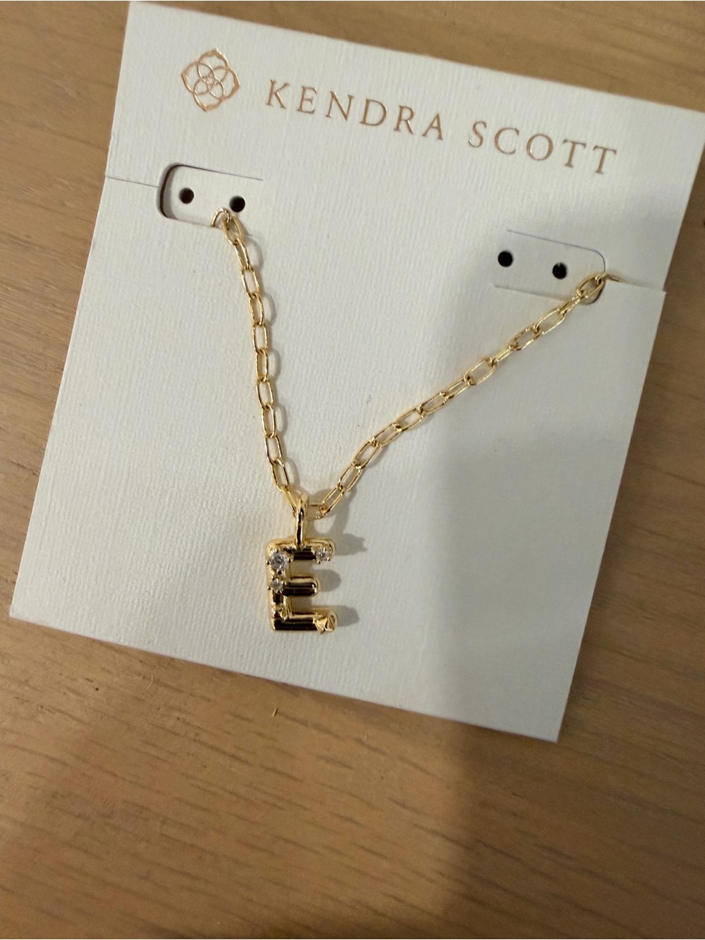Kendra Scott Gold Initial E Pendant Necklace with Sparkling Accents